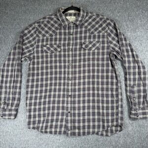 Cody James Flannel Western Shirt L Blue Gray Pearl Snaps Regular Fit Cowboy